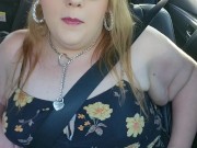 Quick tit flash while riding in car public almost caught 5/16