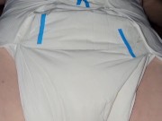 Diaper girl pees thick diaper 3/16