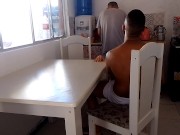 Naughty married woman fucks with a gifted black man while the cuckold washes the dishes 6/16