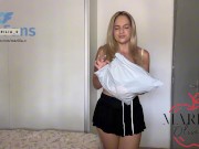 Hot blondie try on  sexy clothes 1/16