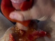 Jerking off with a  tomato 14/16