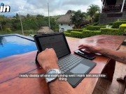 Boss fucks blonde Colombian petite with big tits in the pool of a resort - Naty Delgado 1/16