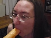 Brunette BBW works on some throat training 10/16