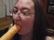 Brunette BBW works on some throat training 12/16