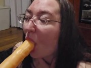 Brunette BBW works on some throat training 13/16