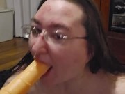 Brunette BBW works on some throat training 15/16