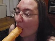 Brunette BBW works on some throat training 5/16