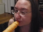 Brunette BBW works on some throat training 9/16