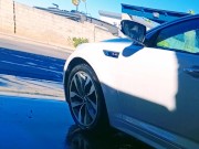 Sexy exhibitionist wife flashing voyeur at car wash 4/16