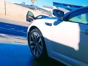 Sexy exhibitionist wife flashing voyeur at car wash 7/16