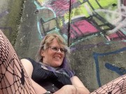 MILF fucks herself by busy mall 15/16