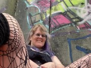 MILF fucks herself by busy mall 16/16