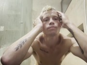 Skinny Young White Blonde with Muscles Solo Shower - Kyle Stroker 8/16