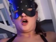 Sexy redheaded in latex gets cum on her face 7/16