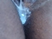 Neighbor gave me a creampie, listen to my juicy ebony pussy sounds and farts. 15/16