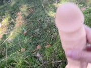 A witch with beautiful natural tits finds dildos in the forest and immediately tests them 3/16