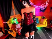 Cosplay Halloween Catrina so horny she wets herself & squirts to orgasm (TRAILER 