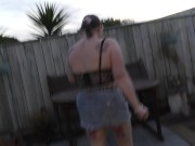 Trashy Kiwi bitch treats you to her pissing in the back yard with close-up view 5/16