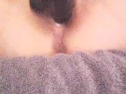 Real pussy juice dripping out pussy.Rubbing dick on my pussy makes me squirt. 13/16