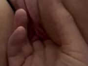 Stroking my clit while he fingers me to orgasm 14/16