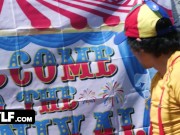 MYLF - Fucking an Extra Tall MILF In a Bounce House! Big Facial Finish. 2/16