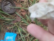 I found used condoms. Drank the cum from him and jerked off his hairy dick 5/16