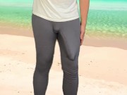 Huge cock cumshot on the beach 10/16