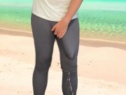 Huge cock cumshot on the beach 11/16