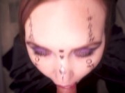 Cute Horny Witch Gives Blowjob And Gets Cum On Her Face 11/16