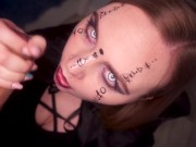 Cute Horny Witch Gives Blowjob And Gets Cum On Her Face 9/16