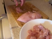 Cali is cooking topless in the kitchen 6/16