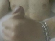 Stroking my big cock in bubble bath (4k) 11/16