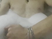 Stroking my big cock in bubble bath (4k) 16/16