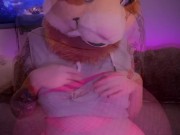 Hot Furry Cat Girl in Fishnets takes massive knotted dildo in her pussy **OF PREVIEW** 3/16