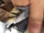 Shoves dirty sticky underwear in pussy 3/16