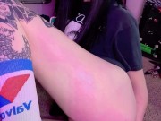 Goth girl shows off Hotwheels collection and stretches her tight pussy 16/16