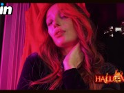 Vampire sucked all the sperm. Halloween blowjob
