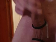 Good big cumshot with cockring and cum flowing down the balls 10/16