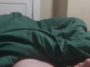 Jerking off in a green dress and fake titties 2/16