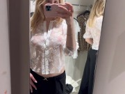 Transparent Tops Try On Haul No Bra 10/16