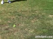 Two teenage lesbians licking eachothers pussy outdoors 4/16