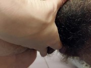 Hot wife fingers her hairy pussy. Sexy brunette hair pussy, big ass, big tits 8/16
