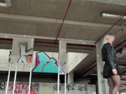 PEE, hairy pussy, high HEELS, leather jacket, mini skirt, ABANDONED build 15/16