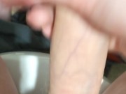 Walking with cock out in public, masturbating in busy public bathroom, first time showing body 11/16