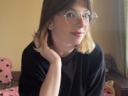 Beautiful brunette in a t-shirt shows off her panties 12/16