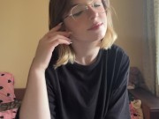 Beautiful brunette in a t-shirt shows off her panties 13/16