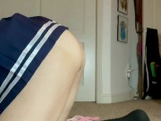 Asian Schoolgirl Gags Herself and Teases Her Hairy Pussy 3/16