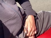 Beautiful hairy huge dick in shorts without underwear on the bike 12/16