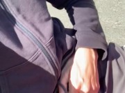 Beautiful hairy huge dick in shorts without underwear on the bike 15/16