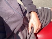 Beautiful hairy huge dick in shorts without underwear on the bike 4/16